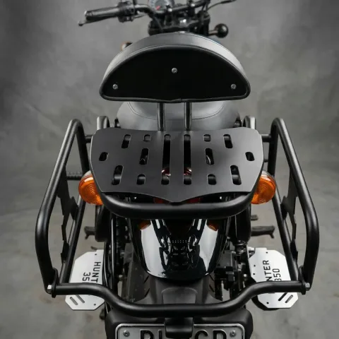 RE Hunter 350 Top Rack – Heavy Duty Rear Luggage Carrier Plate with Laser-Cut Mounting Design (Black) Sarkkart