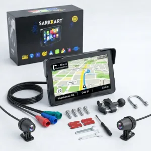 Sarkkart 7 Inch C7 – Motorcycle Android Display with Dual Dash Cam & Android Auto/Apple CarPlay (With/Without TPMS)
