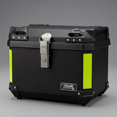 Universal Motorcycle Top Rack with ABS Top Box – Heavy Duty Lockable Weatherproof Luggage Carrier Storage Box for Bikes & Touring Use