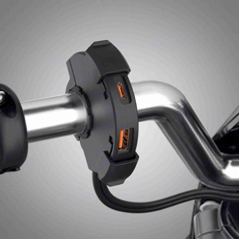 Motorcycle USB Type-C Charger Handlebar Mount – Waterproof Fast Charging Socket